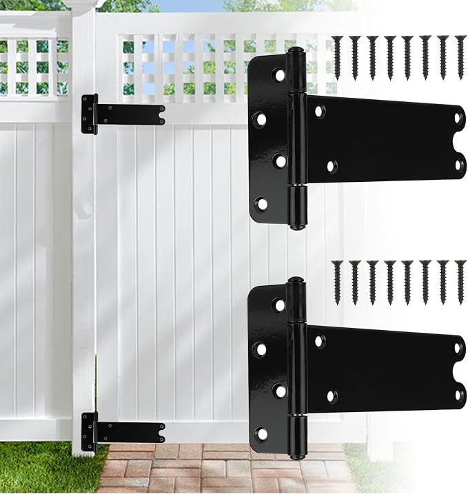 2 Pack 8” Heavy Duty Gate Hinges, 300 Lbs Capacity Black Door Hinges | T Gate - Image 6