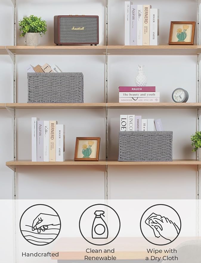 StorageWorks Wicker Storage Baskets, Rectangular Wicker Baskets - Image 4
