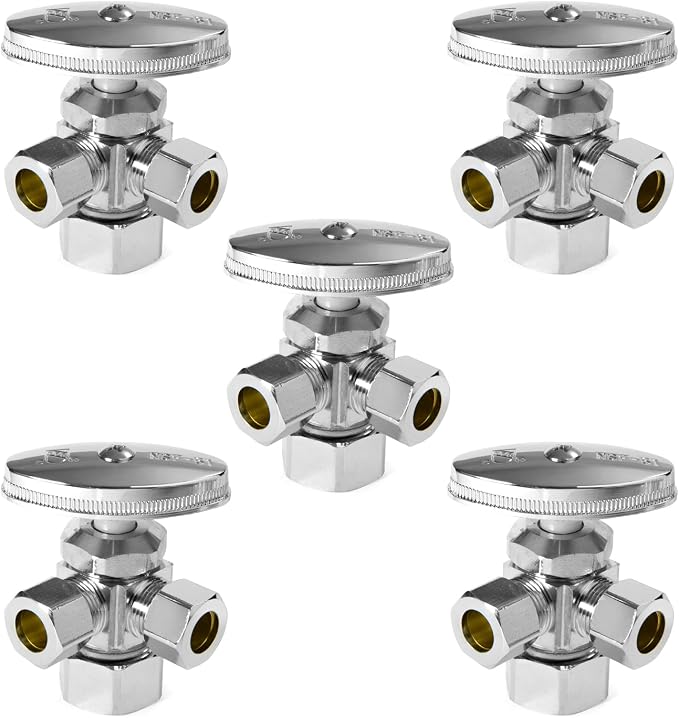 5PCS EFIELD Dual Compression Outlet Multi-Turn Angle Stop Valve | 1/2" NOM x by EFIELDPEXTUBING