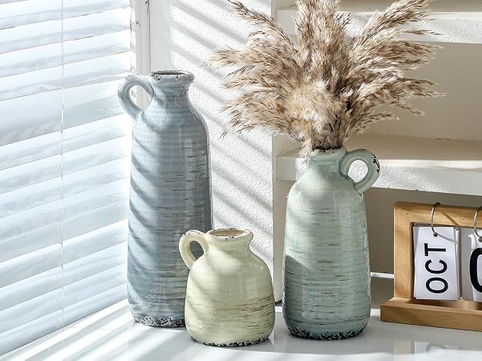 Ceramic Vase Set of 3 | Neutral Vase Home Decor - Image 4