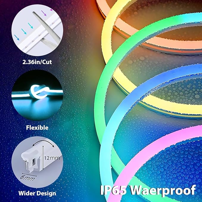 Lamomo 65.6Ft LED Strip Lights, RGB Neon Rope Light - Image 6