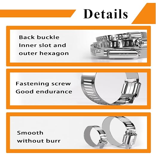 20pcs Silver 304 Stainless Steel 40-108mm Hose Clamps Assortment Adjustable - Image 4