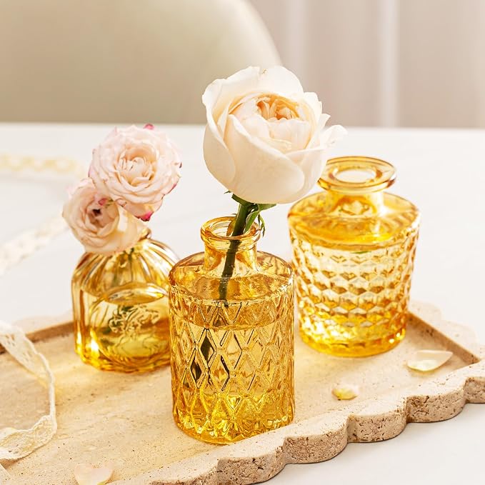 Clear Topaz Glass Bud Vase Set of 14 Pcs, Small Bud Vases in Bulk, Glass - Image 6