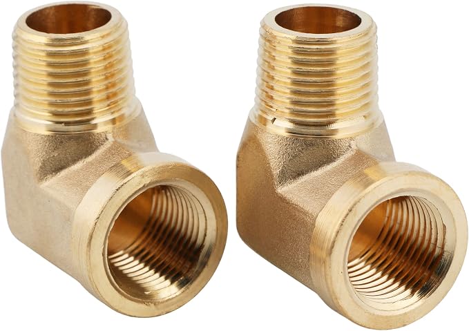 U.S. Solid 2pcs 90 Degree Barstock Street Elbow Brass Pipe Fitting 1/4" NPT - Image 2