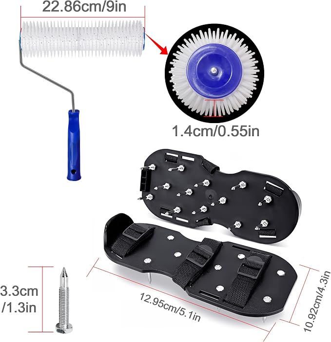 18-Inch Self-Leveling Cement Tool Kit, Upgraded Spike Roller Set - Image 2