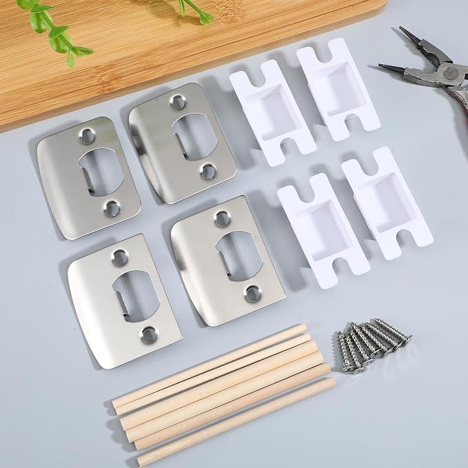 4 Sets Door Striker Plates, Door Latch Plate Doors Frame Repair Kit Strike Plate - Image 7