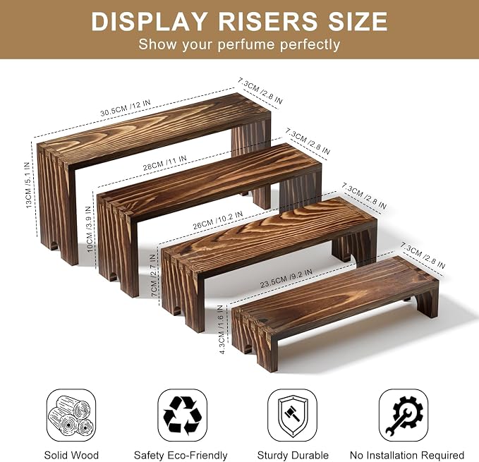 4 Set Wooden Tiered Risers Display Stands - Image 8