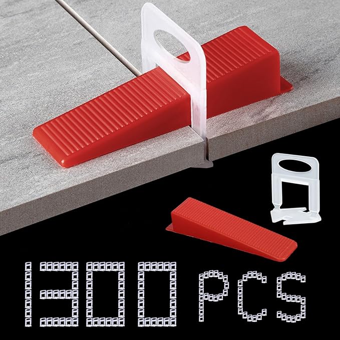 Tile Leveling System 1000-Piece Tile Leveling Spacer Clips and 300-Piece by AxPower