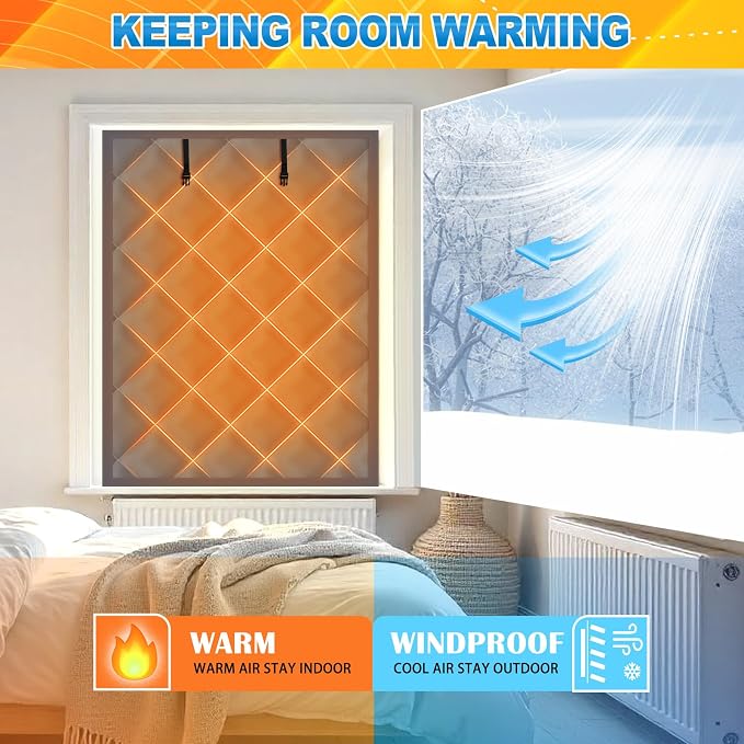 Fanfanwin 2 Pcs 39 x 26 Inches Window Insulation Curtain Kit Winter Thermal - Image 6