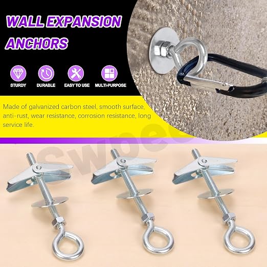 Swpeet 15 Set M6×70mm Eye Bolt Toggle Bolts and Wing Nut Kit - Image 3