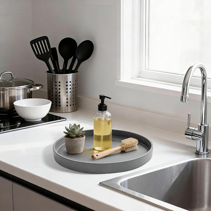 1 Pack 9" Bathroom and Vanity Tray, ABS Bathroom Counter Organizer, Coffee - Image 4