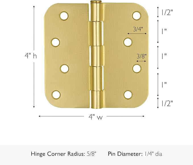 Design House Interior Door Hinge, Satin Brass | 5/8" Radius, Traditional - Image 2