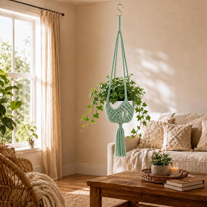 Shappy 1 Pack Boho Macrame Plant Hanger - Image 6