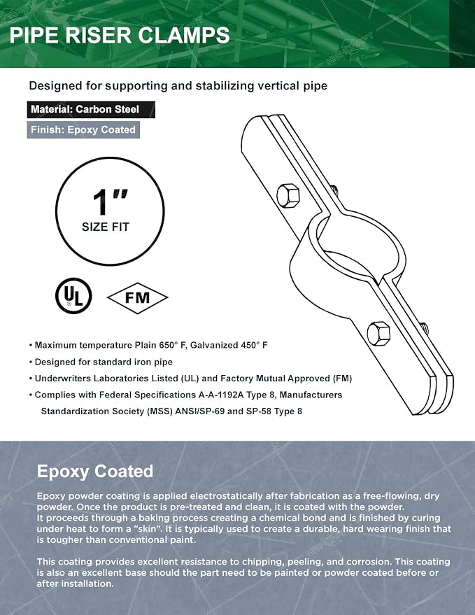 Highcraft DMST-FQ01-10 Riser Clamp; Vertical Pipe Hanger - Image 7