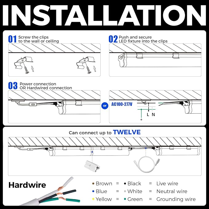 Barrina 6 Pack LED T5 Integrated Single Fixture 1FT, 6500K | Linkable Under - Image 9