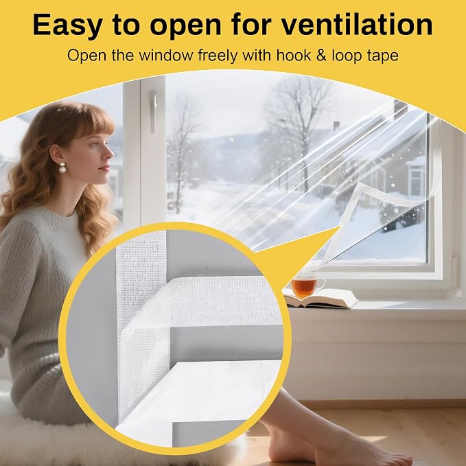 Window Insulation Kit, Reusable Transparent Plastic Film - Image 6