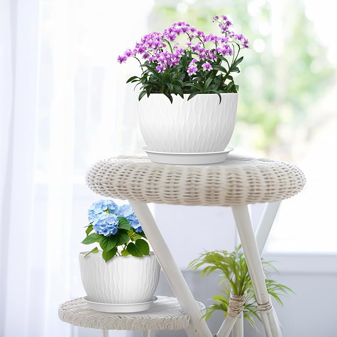 Meowell 12/10/9 inch Large Plant Pots, 3 Pack Wide Flower Pots - Image 7