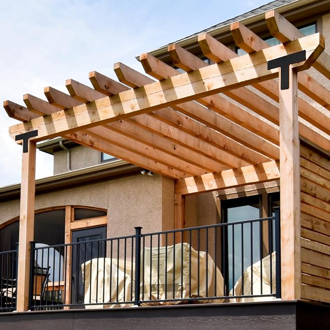 T Post Bracket 4PCS, 6x6 Lumber | Black Powder Coated Heavy Duty Pergola - Image 7