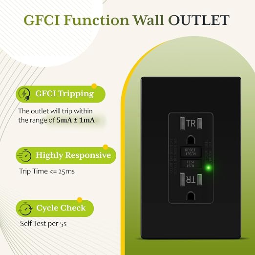 TG GFCI Outlet 15 Amp, Electrical Tamper-Resistant Receptacle, Self-Test | - Image 3