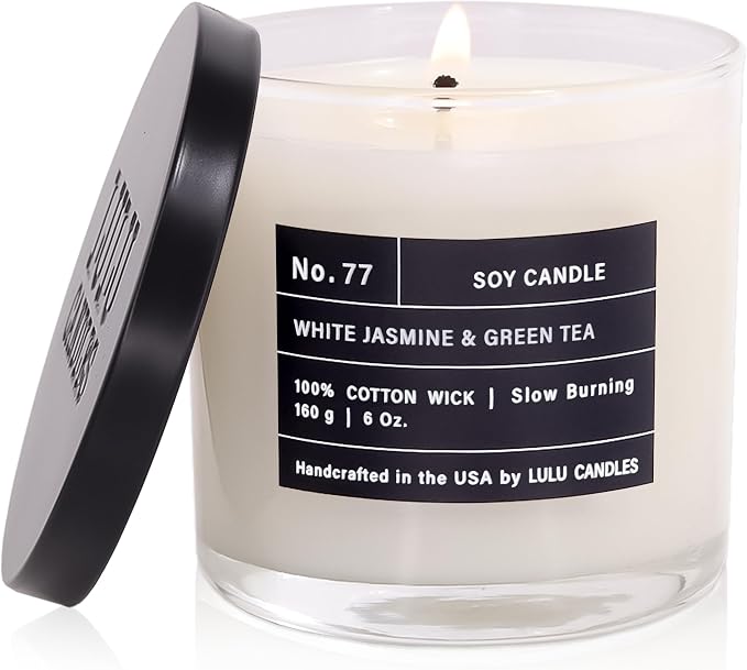 Lulu Candles | White Jasmine & Green Tea | Luxury Scented Soy Jar Candle | Hand by LULUCANDLES