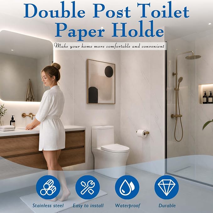 Alise Gold Toilet Paper Holder Wall Mounted - Image 3