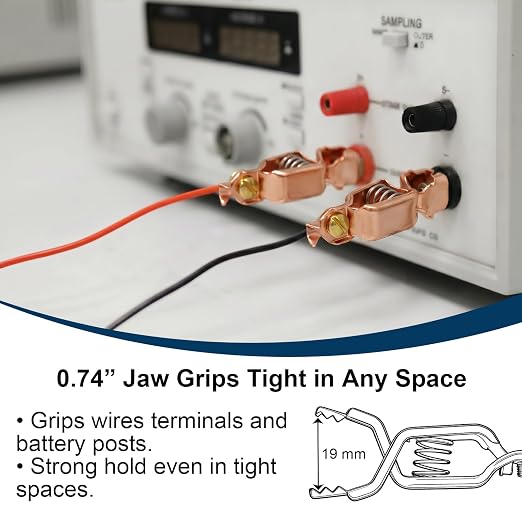 75A Heavy Duty Solid Copper Alligator Clips 5 Pack | BU-25C Clamps, Stainless - Image 5