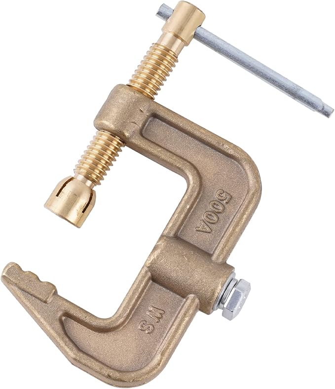 Welding Ground Clamp 500Amp G-style Solid Brass | Clamping Range up to 44mm by WeldingKnight