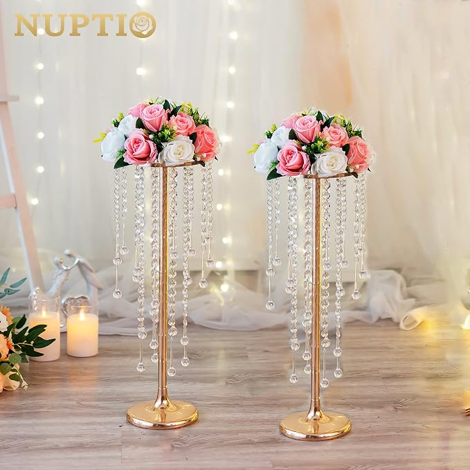 NUPTIO Tall Gold Centerpiece for Table, for Flowers Arrangement, Anniversary - Image 6