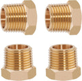 4PCS 3/4" NPT Male to 1/4" NPT Female Brass Reducer Hex Bushing, Solid Brass by Sphagaceae
