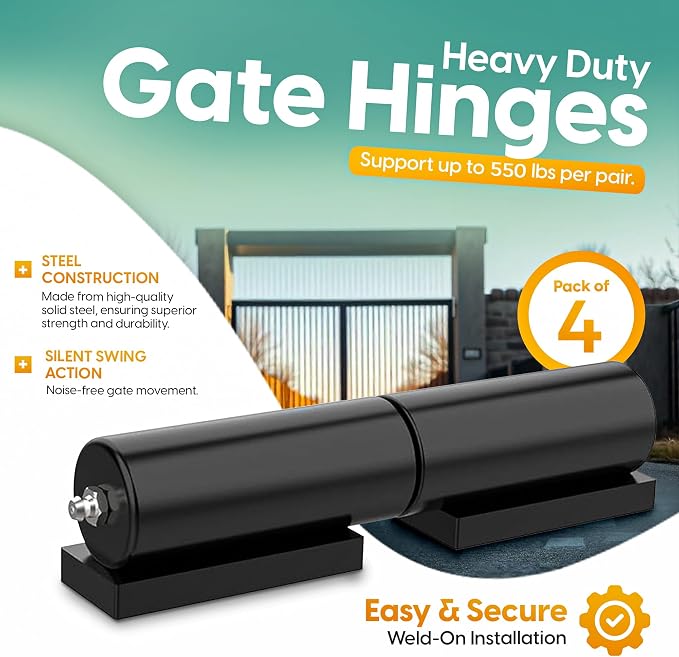 Heavy Duty Hinges for Metal, Wrought Iron Gate Hinge, Trailer Gate Weld On - Image 2