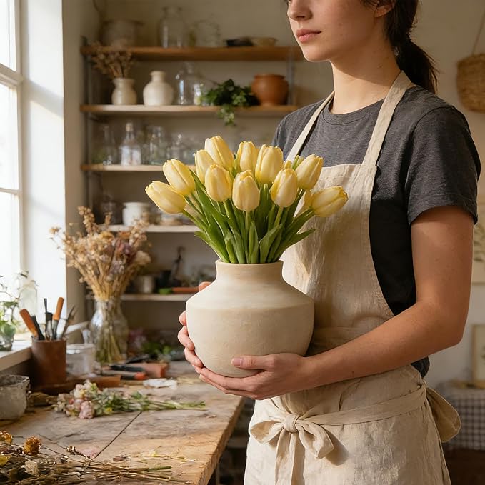 5.5 Inch White Ceramic Vase, Small Flower Vase - Image 5