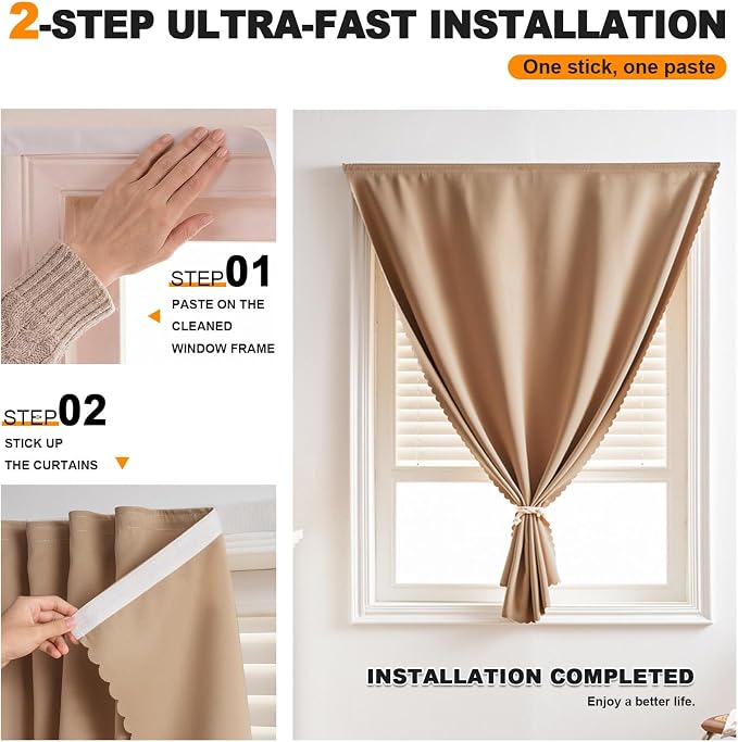 Self Adhesive Curtains, No Drilling Rodless Design - Image 2