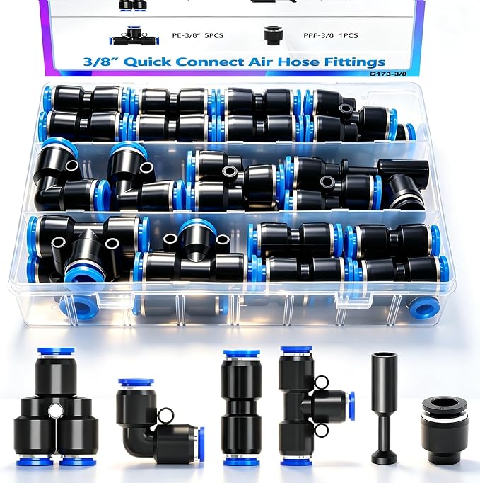 mxuteuk 24PCS 3/8" OD Push to Connect Fittings, 3/8" OD Air Line Fittings by mxuteuk