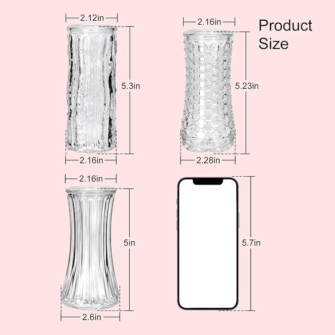24 Pack Mini Glass Bud Vases, Small Clear Flower Vases Bulk | - Image 3