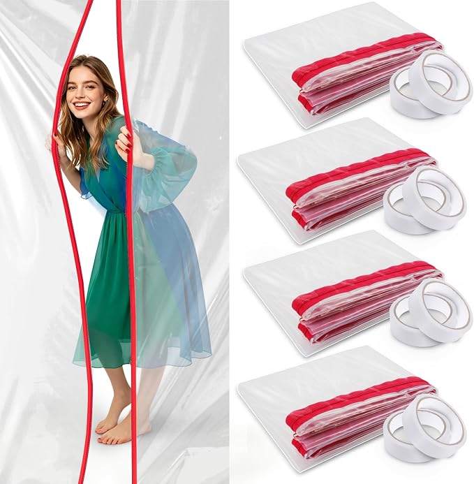 4-Pack Dust Barrier Plastic Zipper Door 4FTx7.2FT Door Dust Protection Kit - Image 8