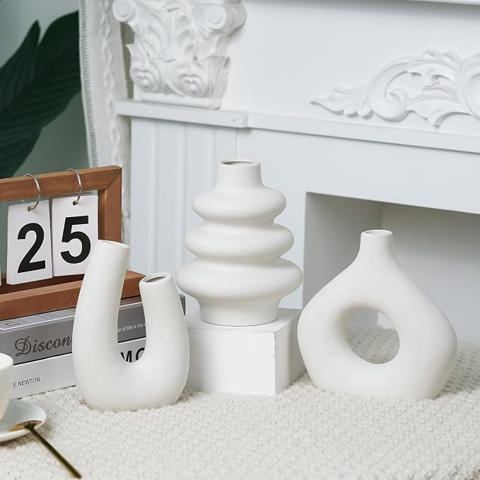 CUCUMI Ceramic Flower Vase Set of 5 Modern Boho Style Decorative Vases | - Image 4