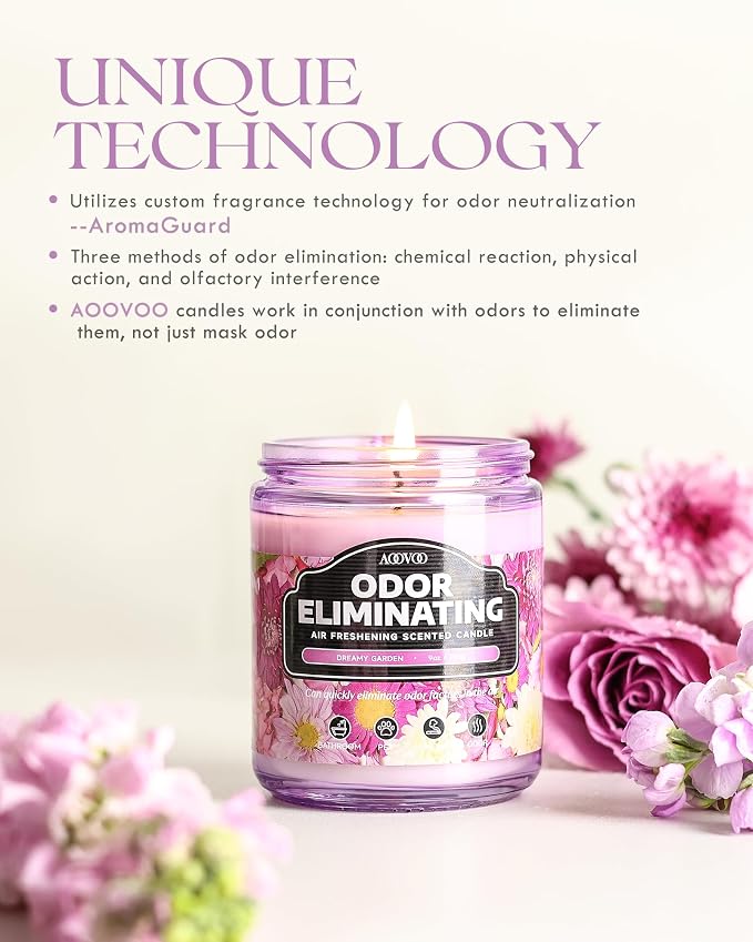 AOOVOO Dreamy Garden Odor Eliminating Candle - 9 oz Soy Candles - Image 2