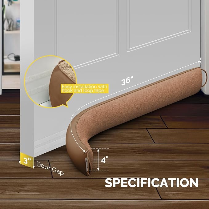 fowong Under Door Draft Stopper, Light & Dust - Image 2