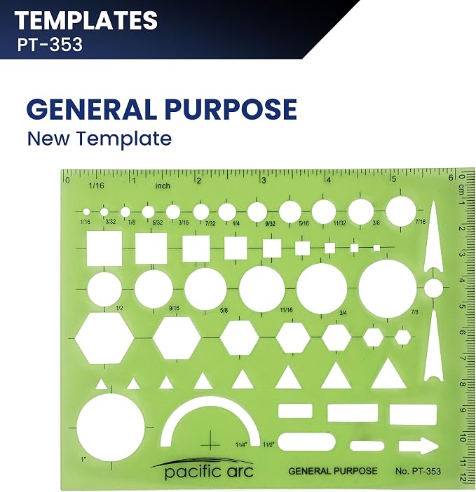 Pacific Arc - General Purpose Template - Drawing Aid Stencil - Image 2