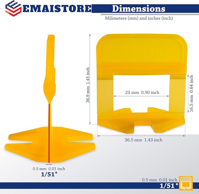Tile Leveling System – ULTRA-THIN 0.5mm – 300 Spacers & 300 Reusable Wedges – - Image 3