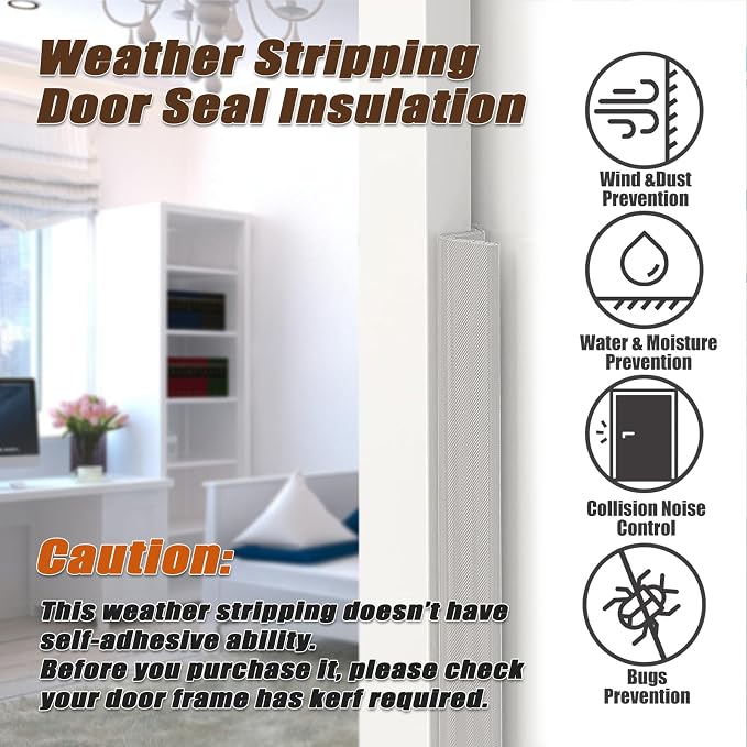 40 FT Door Frame Extra Thick Kerf Non-Adhesive Weather Stripping Seal Strip PU - Image 3