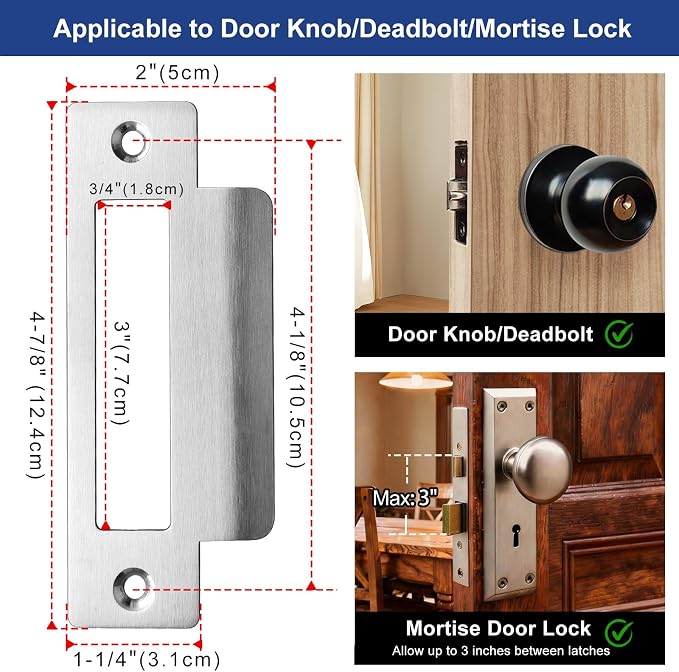 Oversized Strike Plate for Shifting Doors or Mortise Locks | Taller Opening for - Image 2