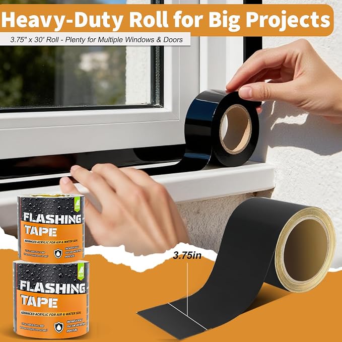 Flashing Tape for Windows and Doors, 3.75 in x 90 ft, 12 Rolls | Acrylic - Image 6