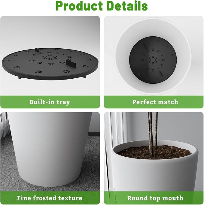 Set of 2 Round Tall Planters 22 Inch, Large Planter - Image 5