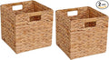 12x12x12 Inch Wicker Storage Basket Set of 2 Foldable Hyacinth Storage Box | by CXQCMUYE