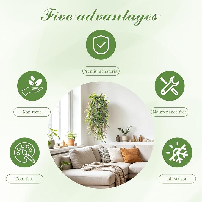 4Pcs Fake Hanging Fern Plants for Outdoors, UV Resistant Artificial Ferns - Image 3