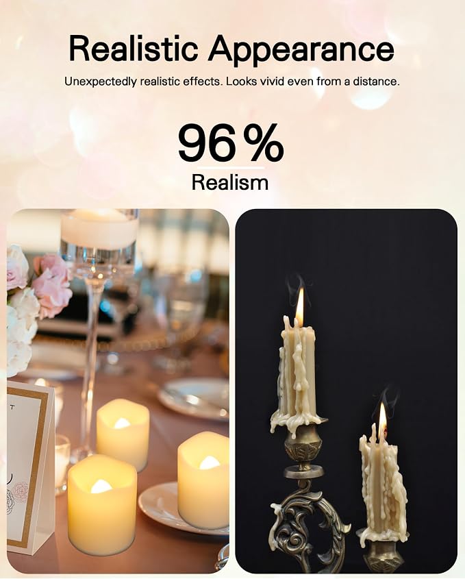 SHYMERY Flameless Votive Candles, Lasts 2X Longer, Battery Operated LED Tea - Image 3