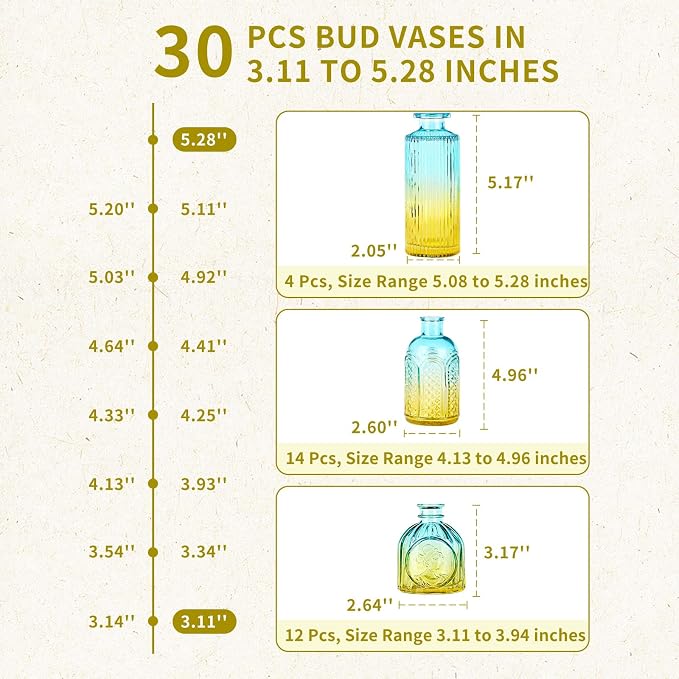 Glass Bud Vases in Bulk Set of 30 Pcs, Small Glass Vases - Image 9