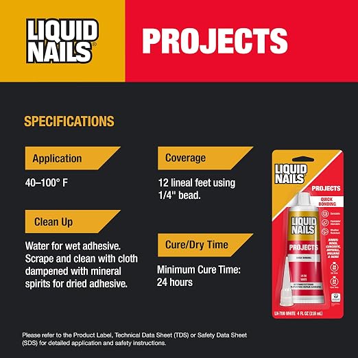 Liquid Nails Heavy Duty Construction Adhesive, 10 oz & LN-700 4-Ounce Small - Image 9