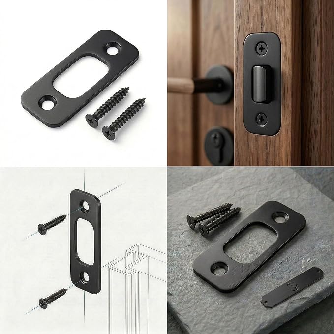 Deadbolt Strike Plate, Solid Stainless Steel, Round Corner, Heavy Duty - Image 2